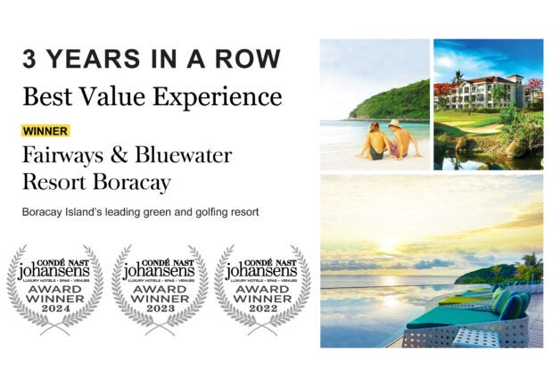 3 years in a row: A historic win of the world’s most coveted Condé Nast Johansens’ Best Value Experience Award for Fairways & Bluewater
