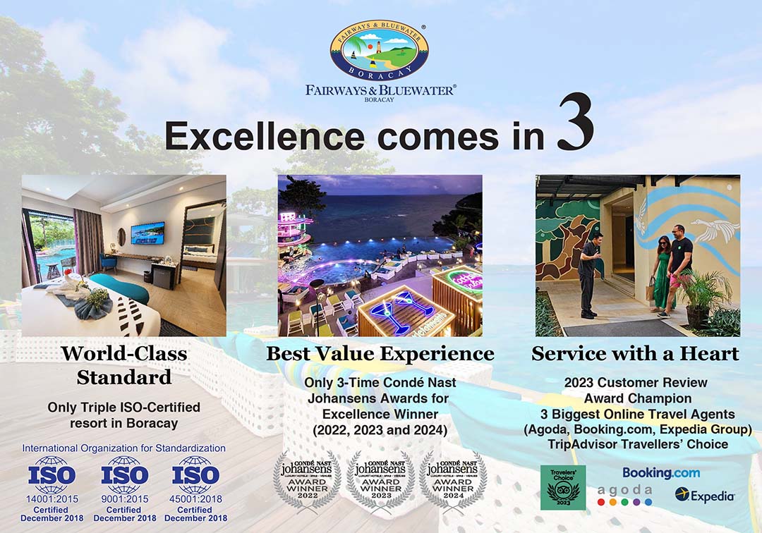 FAIRWAYS & BLUEWATER BORACAY TRIUMPHANTLY COMPLETES ANOTHER YEAR OF TRIPLE ISO CERTIFICATION, COLLECTS MULTIPLE INTERNATIONAL AWARDS, INTENSIFIES INVOLVEMENT IN SUSTAINABLE ADVOCACIES, AND RAKES-IN MORE GUESTS
